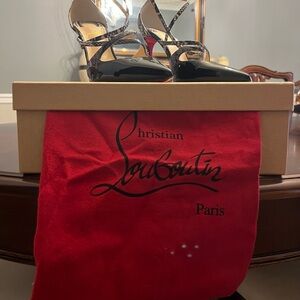 Christian Louboutin Black and Red Patent Heels